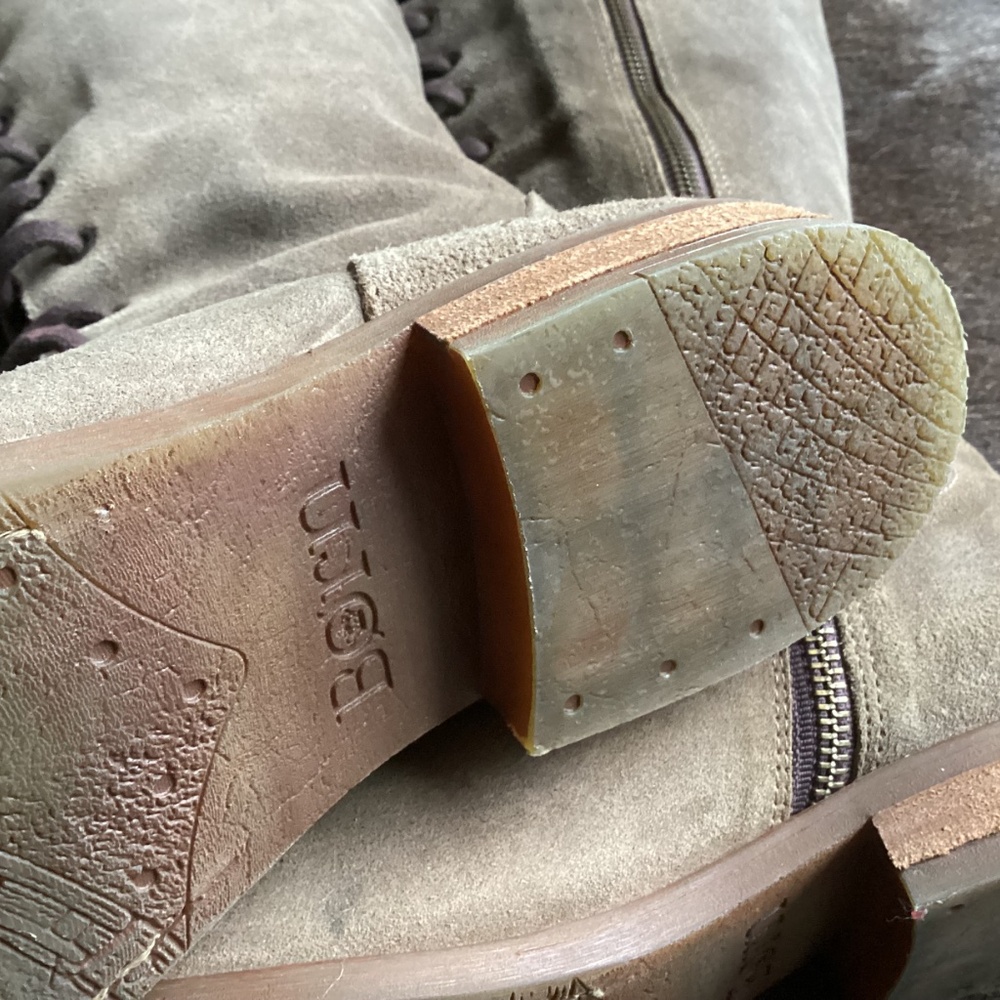 Born Brown Suede Leather Lace Up High Boots - Picture 9 of 15